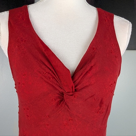 Vintage Ice Silk Red Dress - Picture 3 of 11